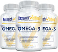 Research Verified Omega 3-1800mg Omega 3 Fish Oil - High 900mg EPA + 600mg DHA - No Aftertaste - 60 Softgel Capsules - 3 Bottles