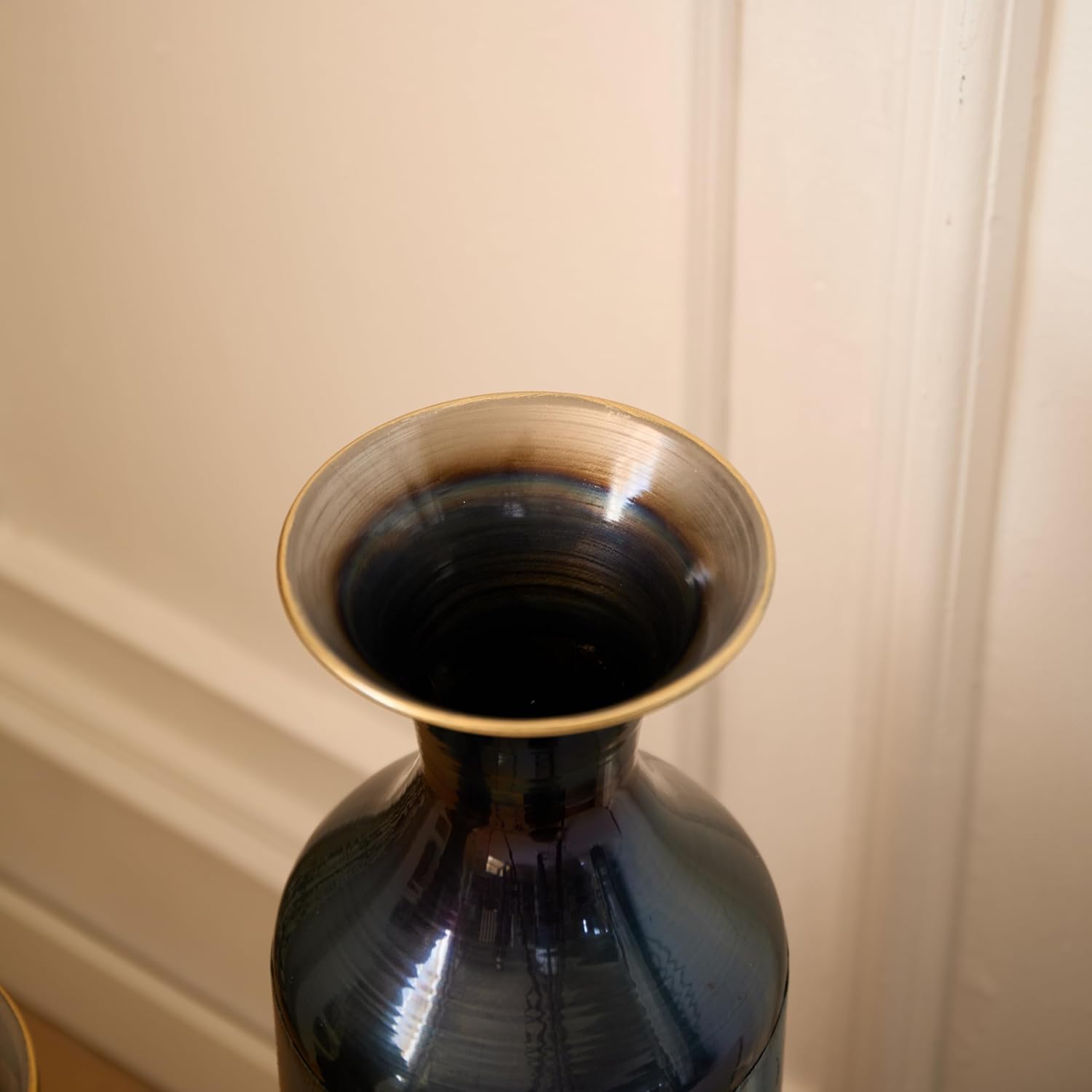 Aqua Blue Tall Floor Vase - 20.4/24.4/28.34 in Metal Droplet-Shaped Vases Extra Large Decorative Vase Set of 3 Living Room Modern Gorgeous Home Decoration Large Glazed Metal Vase