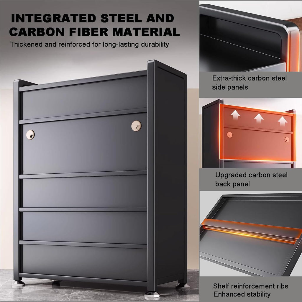 Kitchen Appliance Storage Freestanding Kitchen Storage Cabinet with Transparent Doors, Multifunctional Storage for Microwave Oven Spices, Pots, and Pans (Color : 5 Layers, Size : 80cm/31.5in)