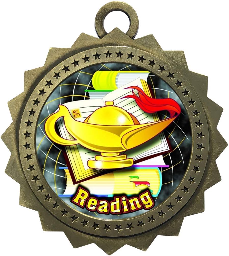 1 to 50 Packs Reading Gold Medals Trophy Award with Free Custom Engraving D03-FCL424