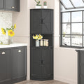 Vabches 64.8' Tall Farmhouse Corner Cabinet with 4 Doors and 5 Storage Shelves, Farmhouse Storage Cabinet with Barn Door Design, Home Space Saver for Living Room, Kitchen, Laundry Room,Black