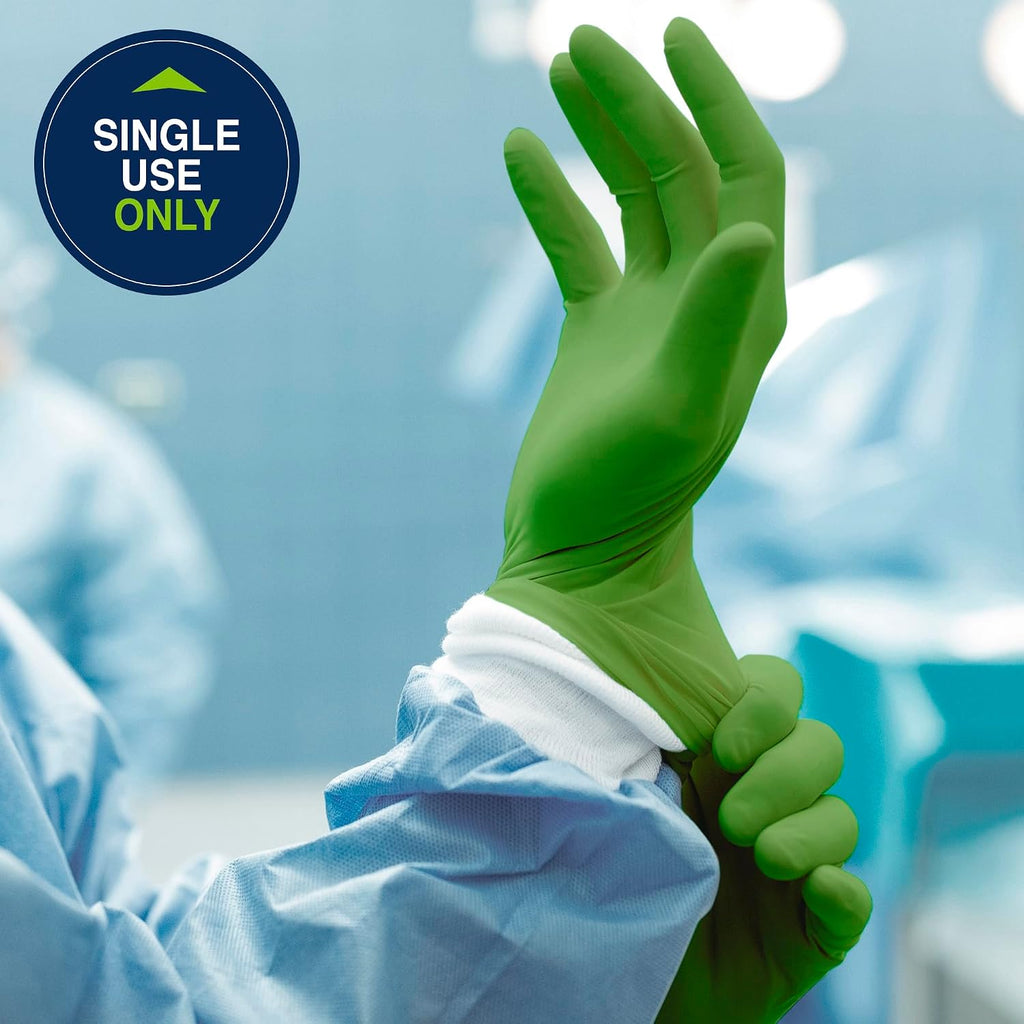 HALYARD Ortho Surgical Glove, Polyisoprene, 12.8 Mil Thick, Individually Wrapped Pairs, Powder-Free, Sterile, 8.5 Large, Green, SGL98085 (Box of 50 Pairs - 100 Total)