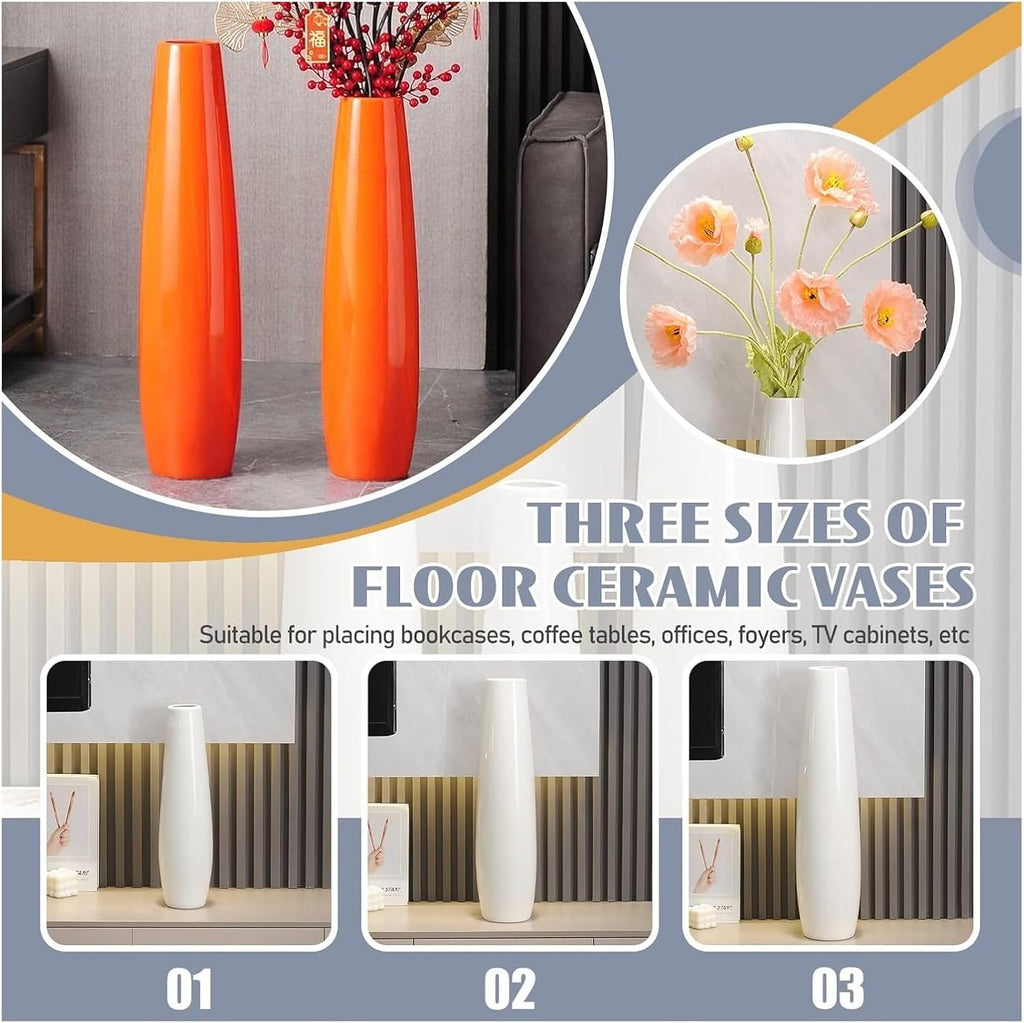 Tall Floor Vase Living Room Decorative Large Vases,Tall Floor Vase Vase,for Decorative Branches Dried Flowers Vases,Rustic Home Decor(Orange,61cm)