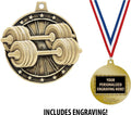 Weightlifting Medals, 2' Gold Bodybuilding Medal Award with Free Custom Engraving Prime