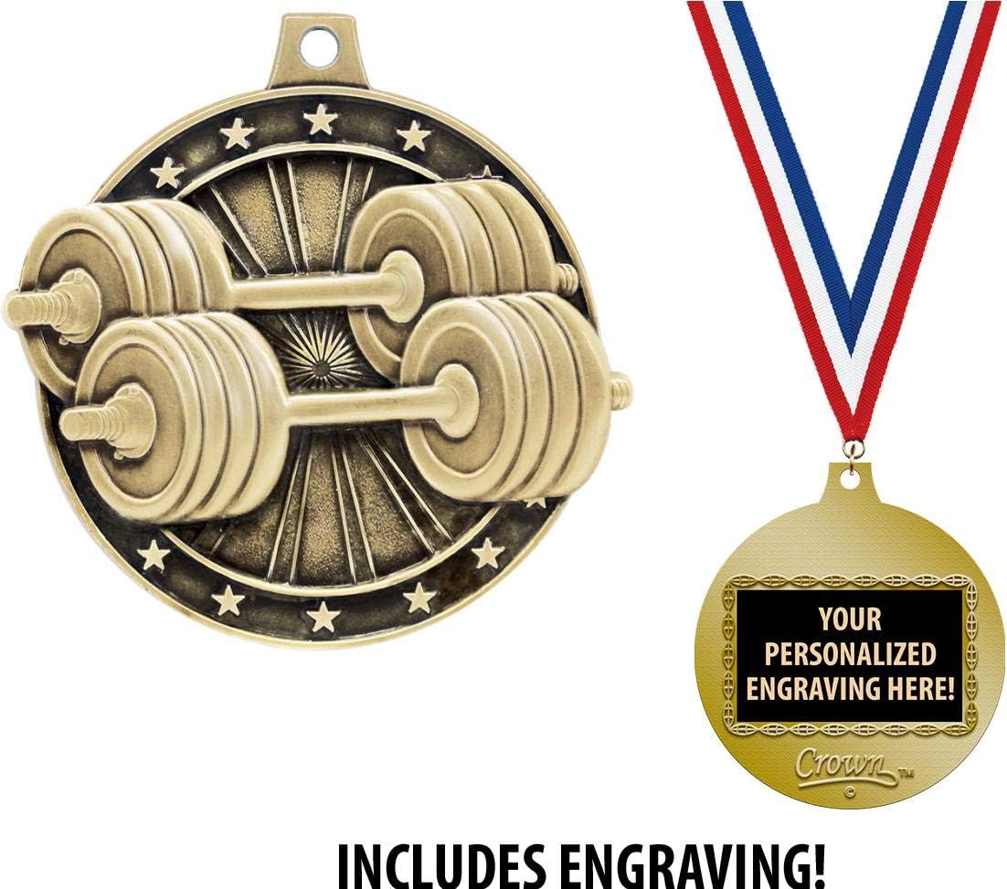 Weightlifting Medals, 2' Gold Bodybuilding Medal Award with Free Custom Engraving Prime