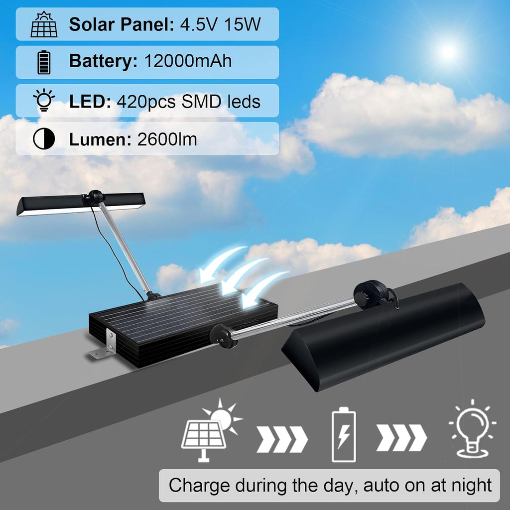Solar Sign Light, 420Pcs LED 12000mAh Battery,Wireless Billboard Light,IP65 Waterproof, Signboard Lights for Real Estate Sign Posts Business Store House Address