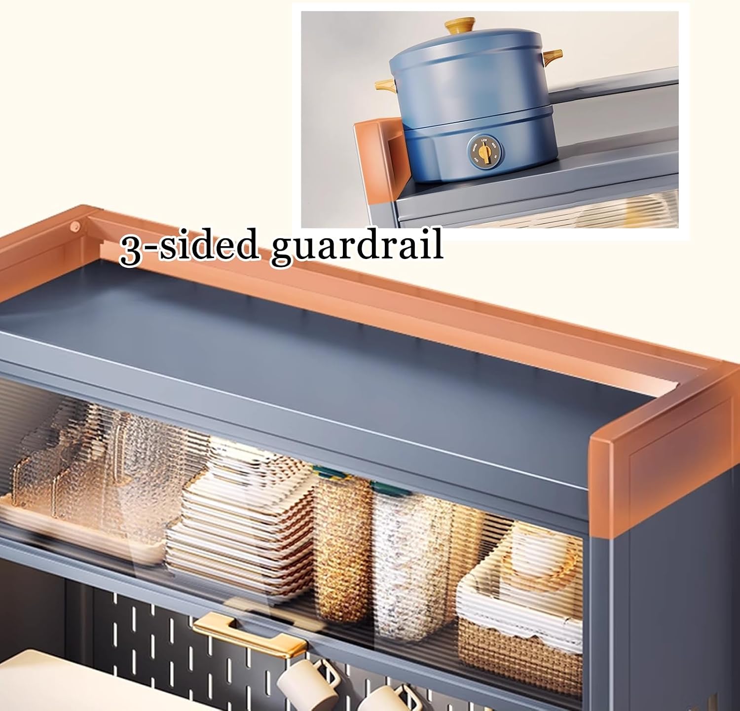 JKGHK 6-Tier Tall Kitchen Bakers Rack, Kitchen Storage Hutch Cupboard Cabinet with Adjustable Foot, Open Kitchens Pantry Storage Shelves for Spices, Pots, Pans(100cm/39.3in)