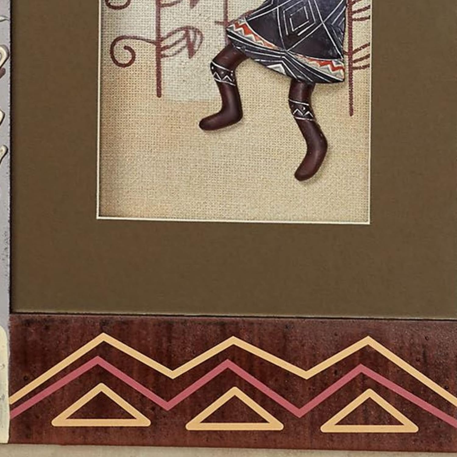Touch of Class Southwest Vase and Kokopelli Shadow Box Wall Art Set of 2 - Wooden Framed Sculpture for Bedroom, Living Room, Office - Southwestern Style Decor with Glass - Geometric Designs
