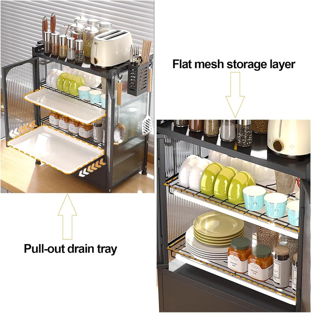 Bakers Rack with Drawers, Microwave Stand, Kitchen Storage Cabinet, Oven Rack, Household Countertop Storage Cabinet, Dish Cabinet (Color : B)