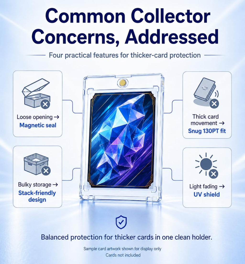 130pt Magnetic Card Holder, 80 Pack One Touch Card Holders | 0.28' Clear Acrylic Case for Thick Trading Cards, U-V Resistant Sports Card Protector for Premium Cards, Relic-Style Cards