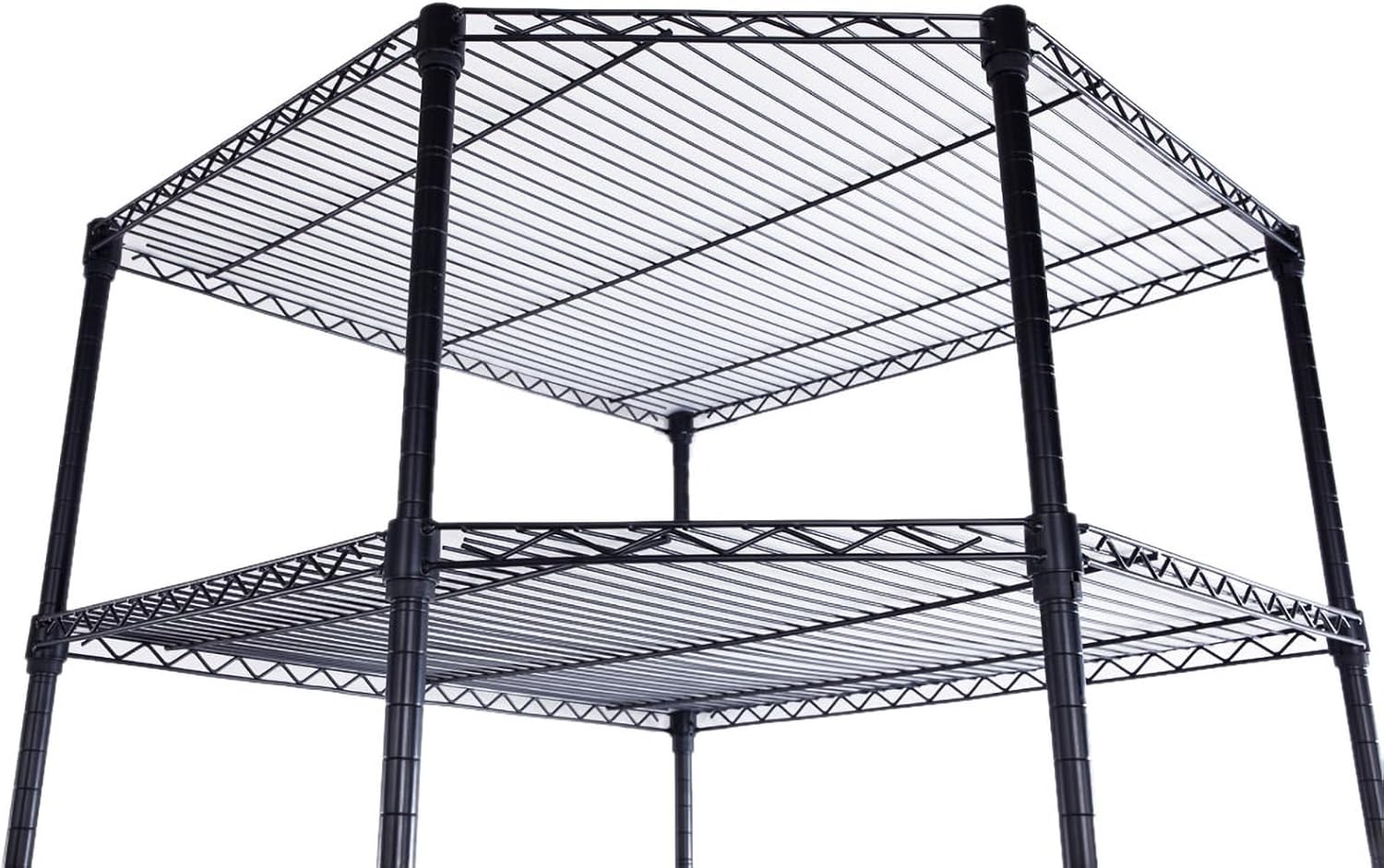 Bonnlo 6-Tier Rolling Heavy Duty Commercial Polygonal Corner Shelf Wire Shelving Unit Adjustable Storage Rack Free Standing Garage with 5 Wheels 26 4/5' L x 26 4/5' W x 71' H Inches (Black)