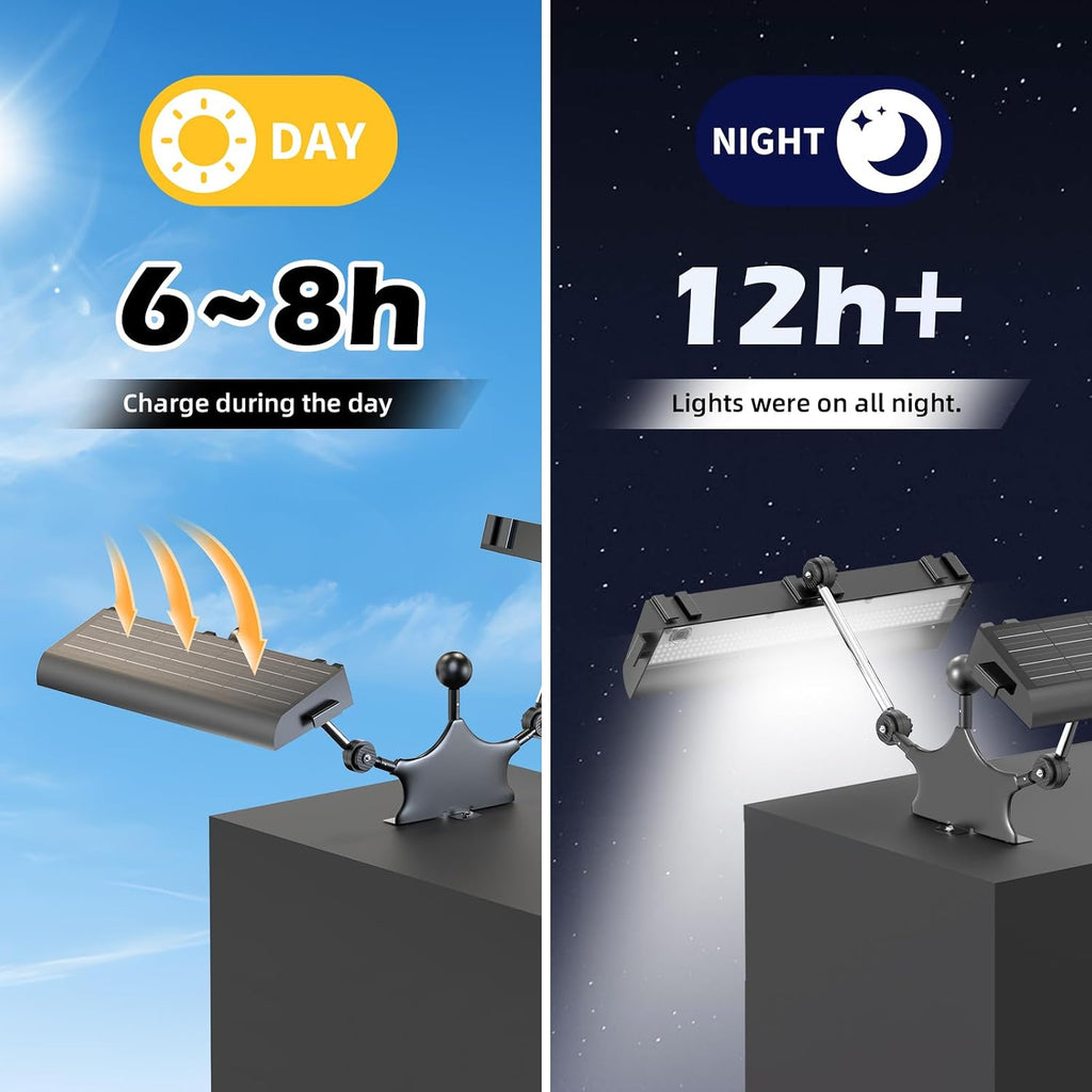 Solar Sign Lights Outdoor 464 LED Ultra Bright Dual-Side Billboard Light with Mounting Bracket 8000 mAh Commercial Solar Lights for Wall Real Estate Business Yard Sign Advertising Lighting (Black)