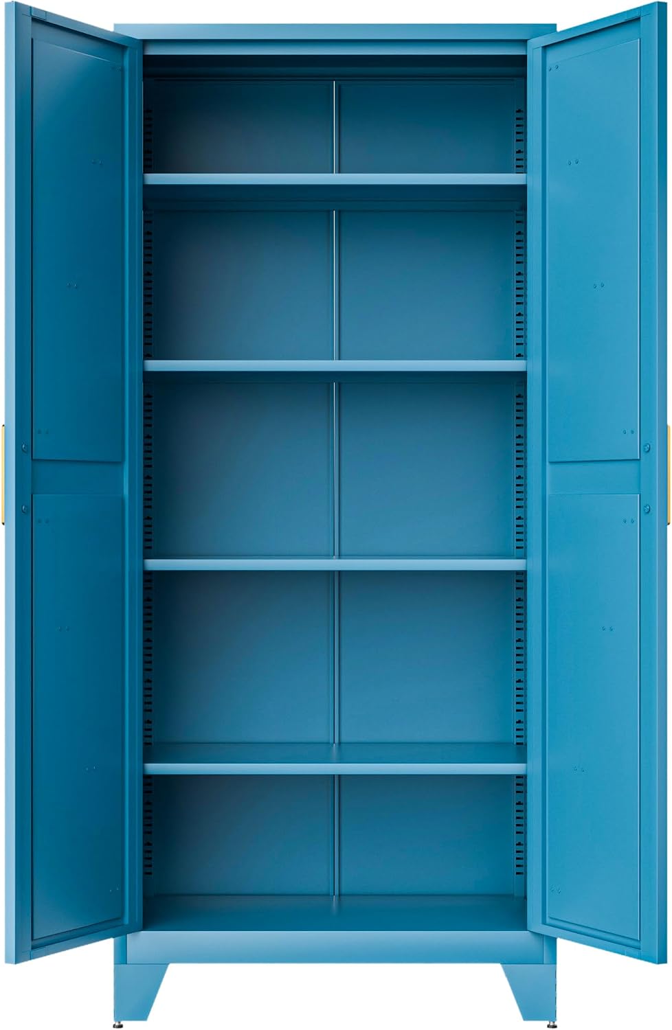 COFaR Home Farmhouse Storage Cabinet with Barn Door, Tall Kitchen Pantry Cupboard with Adjustable Shelves, for Dining Room, Bathroom, Living Room Blue.