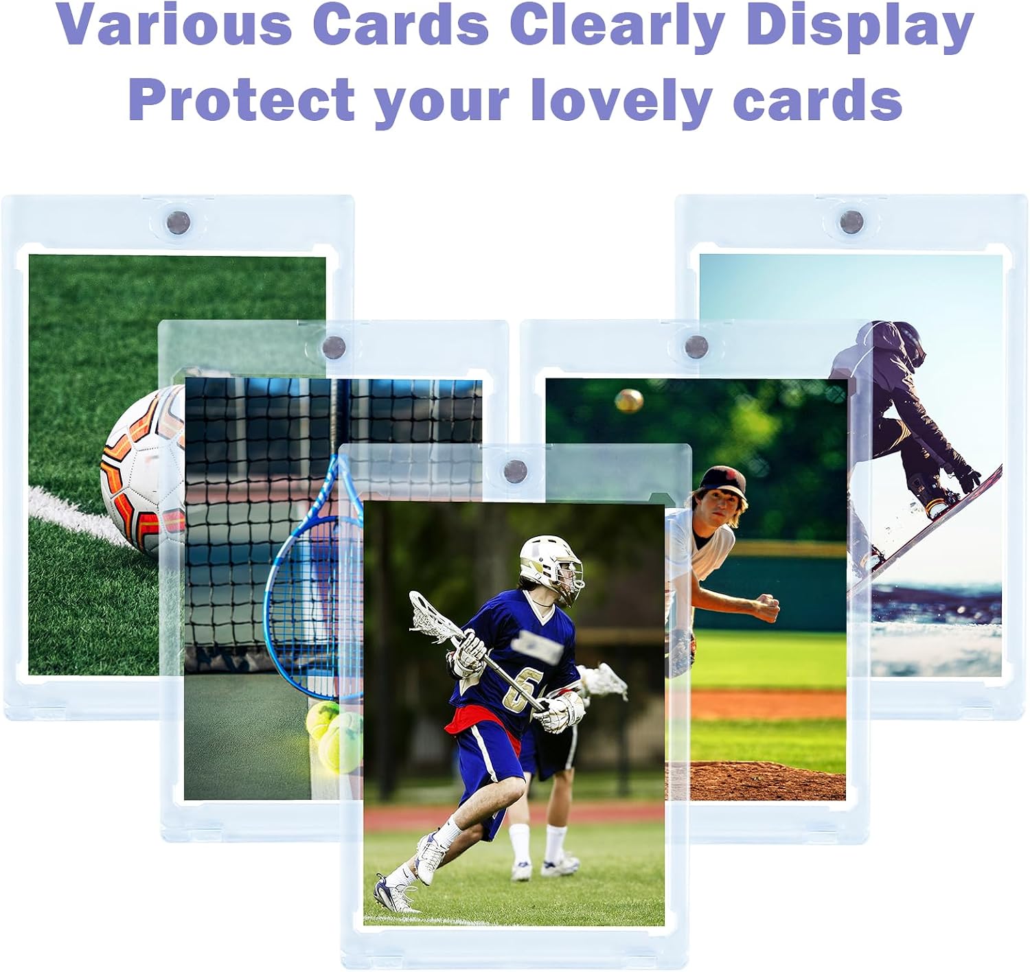 TORONTOKYO 300ct Magnetic Card Holders, 35pt One Touch Magnetic Card Holder, U-V Protection Hard Plastic Card Display Case for Trading, Sports, Baseball, Football, Game Cards