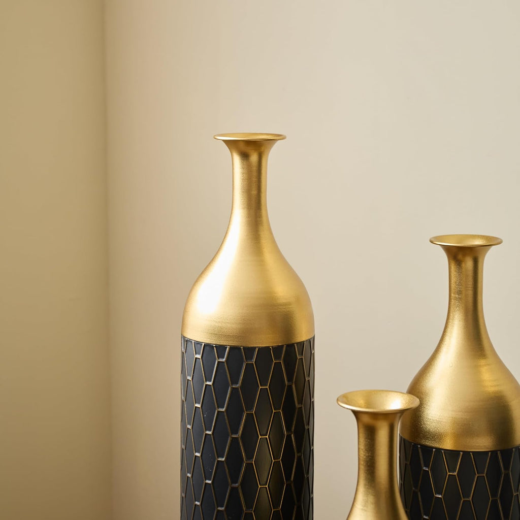 Floor Vases Decorative Tall - 24.8/30.31/34.25 in Metal Cylinder Vases Extra Large Decorative Vase Set of 3 Living Room Modern Big Standing Decor for Dining Bedroom Home Corner Indoor