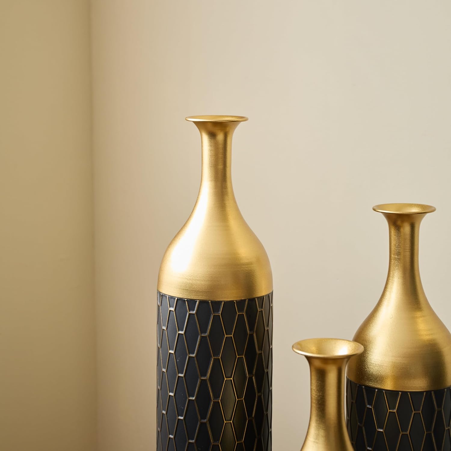 Floor Vases Decorative Tall - 24.8/30.31/34.25 in Metal Cylinder Vases Extra Large Decorative Vase Set of 3 Living Room Modern Big Standing Decor for Dining Bedroom Home Corner Indoor