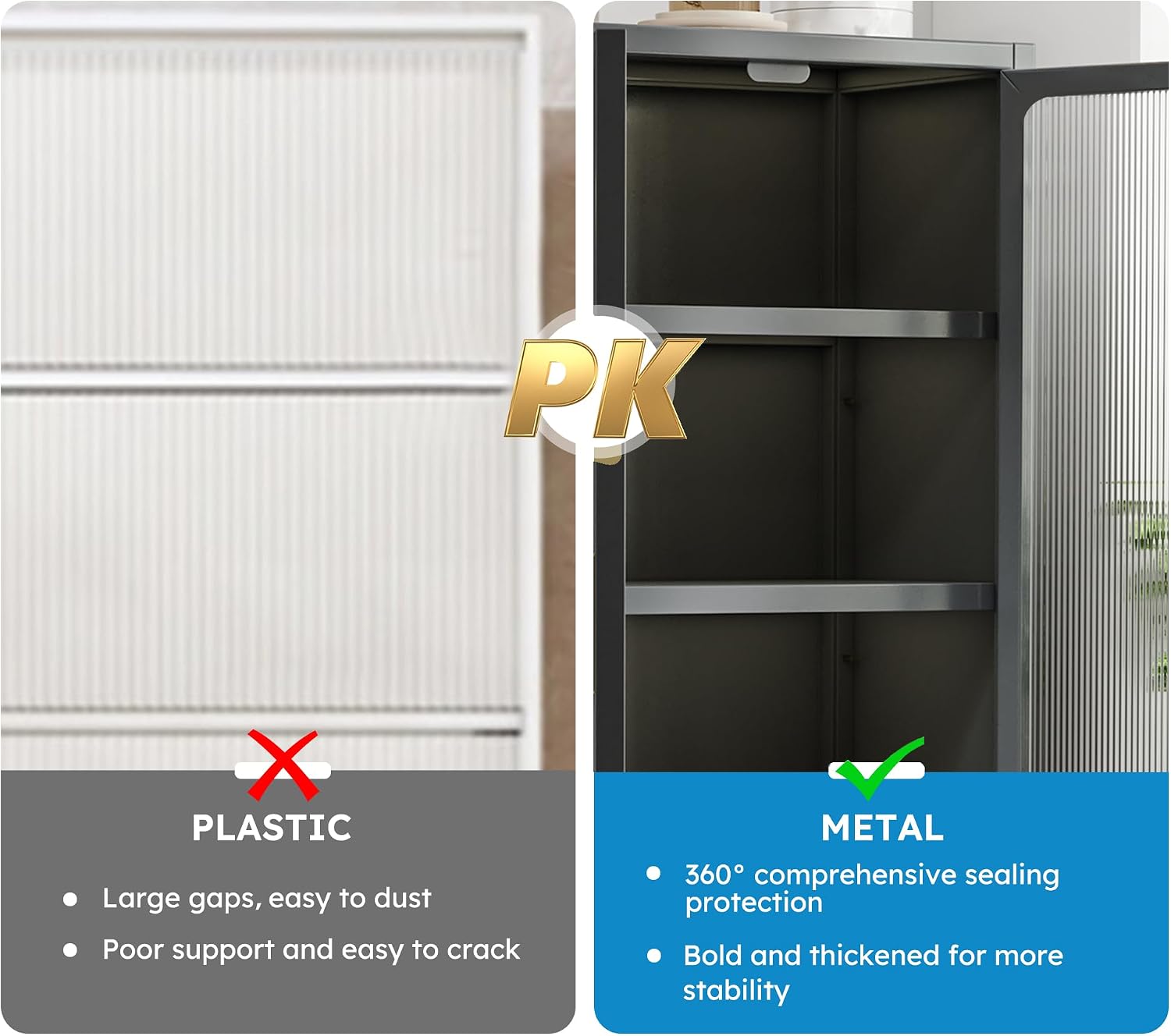 67.3' Kitchen Pantry Storage Cabinet with Magnetic Door, Adjustable Shelves & Wheels,Metal Tall Food Pantries Cabinets,for Kitchen, Living Room and Dining Room, Gray