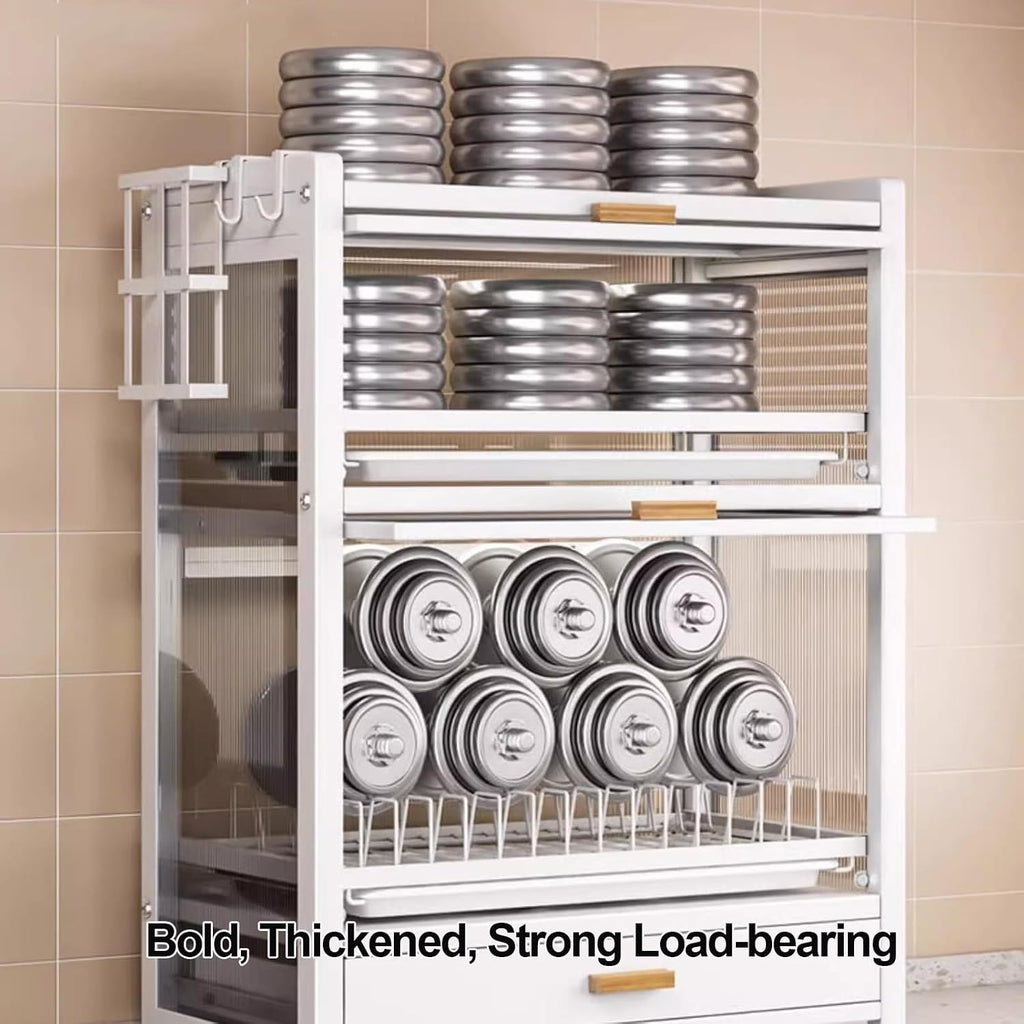 Kitchen Countertop Bakers Rack, with Drawers Dish Cabinet, Dish Drying Rack, Kitchen Storage Cabinet, Microwave Stand, Drainer Cabinet (Color : A)
