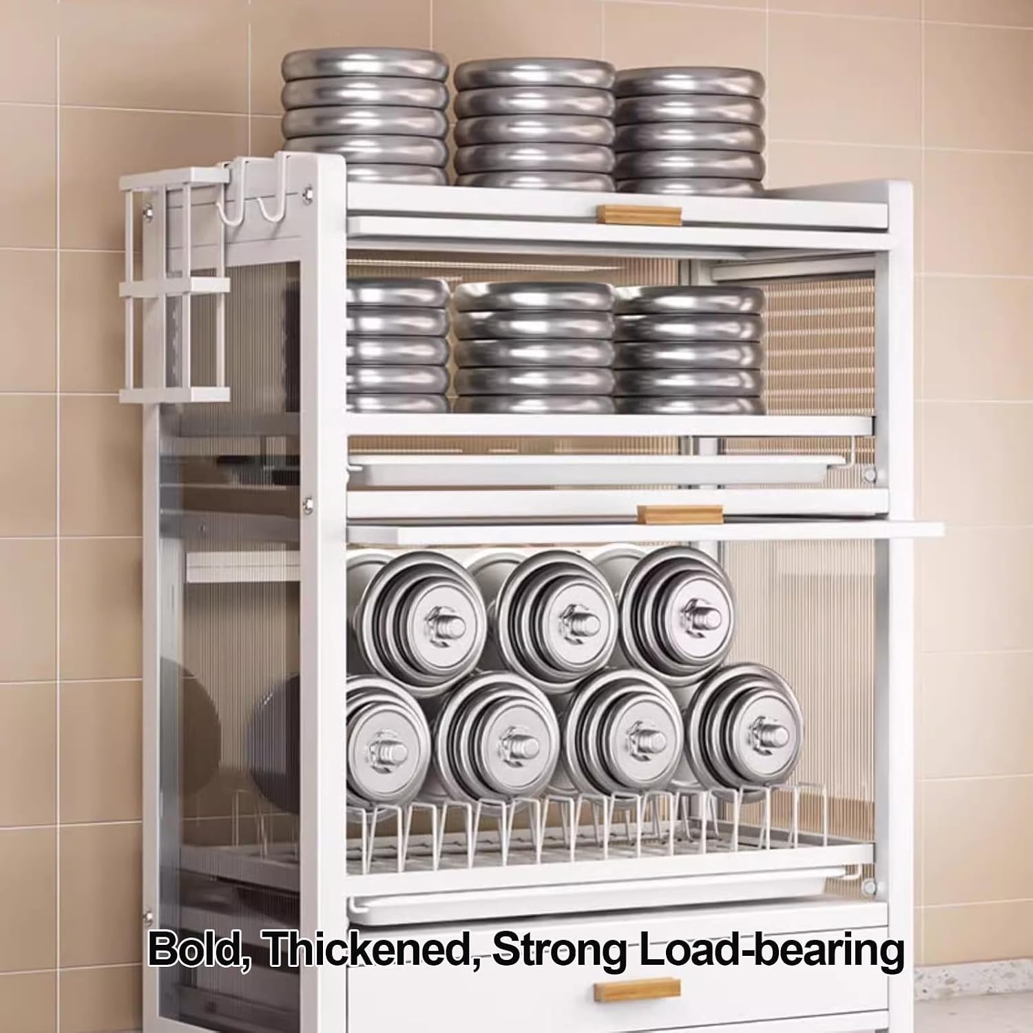 Kitchen Countertop Bakers Rack, with Drawers Dish Cabinet, Dish Drying Rack, Kitchen Storage Cabinet, Microwave Stand, Drainer Cabinet (Color : A)
