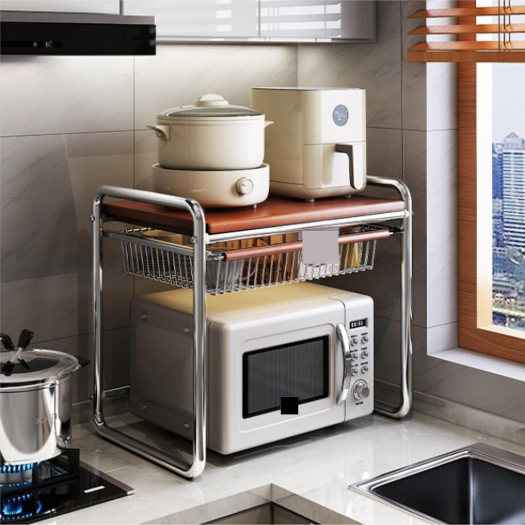 Microwave Oven Rack,Modern Kitchen Baker's Rack with Microwave Stand, Storage Shelf for Rice Cooker & Essentials – Stylish Space-Saving Home Organizer, Perfect for Small Kitchens