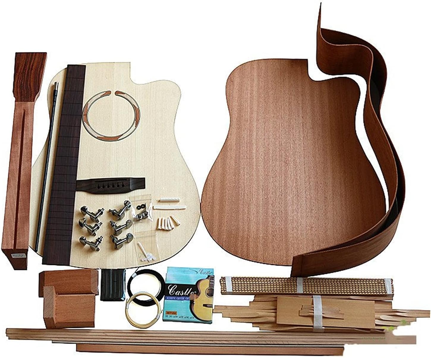 Unfinished Guitar Body 1 Set DIY 41' Unfinished Acoustic Guitar Style Guitar Kit African Peach Blossom Core Guitar DIY Accessory