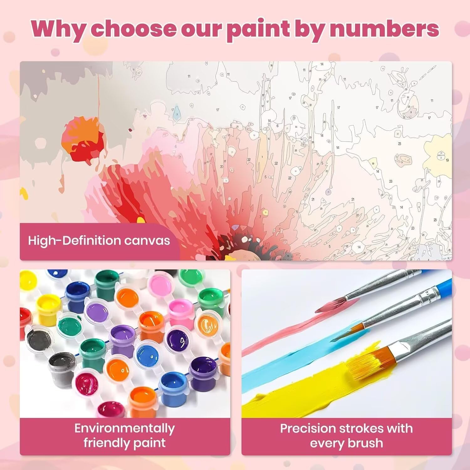 Flower Paint by Numbers Red Rose Painting Kits for Adults Beginner Painting by Numbers pre Drawn Canvas with Brush Acrylic Oil Paint Adult Craft, Gifts for Women, Room Decor (80x160cm Framed) -72z9