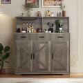 GarveeHome Farmhouse Sideboard Buffet with Microwave Stand, Barn Doors Buffet Storage Cabinet with Drawers and Shelves, Wood Coffee Bar Cabinet for Kitchen, Dining Room, Living Room, Grey