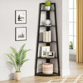 Tribesigns 5 Tier Corner Bookshelf and Bookcase, 70 inch Tall Corner Shelves Standing Shelving Unit Indoor Plant Stand for Living Room, Kitchen, Home Office (Black)