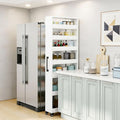 7-Tier Slim Storage Cart, Wooden Rolling Pantry Cabinet with Wheels, Narrow Shelf Organizer for Kitchen, Bakers Rack, Dining Room, Closet,White,W5.9×D21.7×H72.4