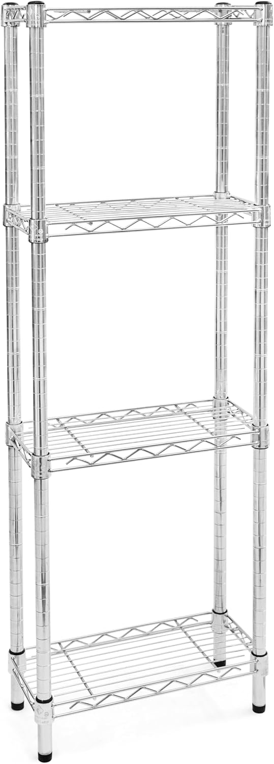 Shelving Inc. 8' d x 18' w x 84' h Chrome Wire Shelving with 4 Tier Shelves, Weight Capacity 800lbs Per Shelf