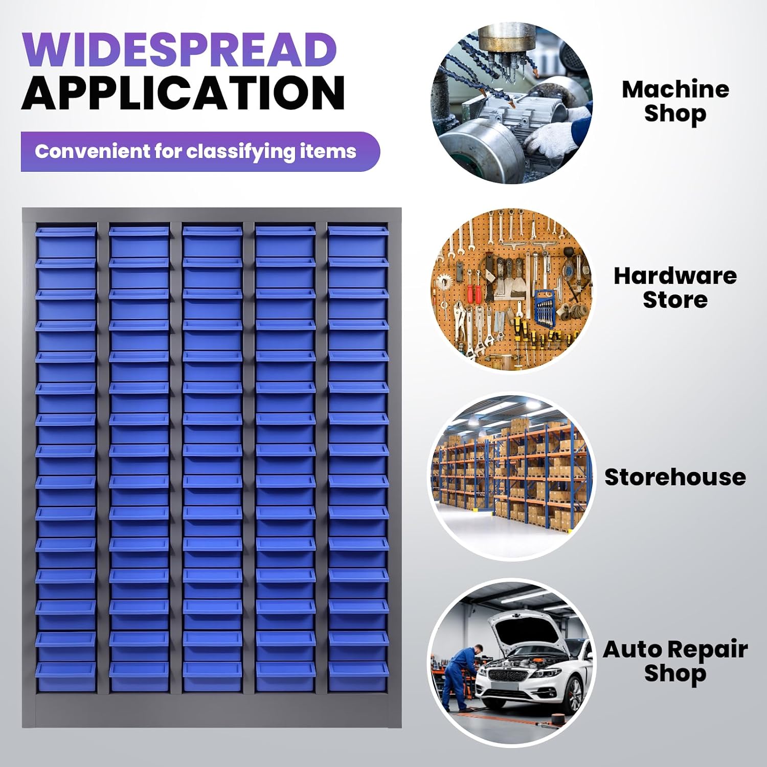 75 Drawers Stainless Steel Nut and Bolt Organizer, Parts Cabinet with Adjustable Shelves and Label Stickers, Bolt Organizer for Nuts Bolts Parts Screws Small Items