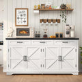 usikey 61' Large Sideboard Buffet Cabinet with 4 Doors and 3 Drawers, Farmhouse Buffet Table, Dining Room Storage Cabinet for Kitchen or Living Room, White