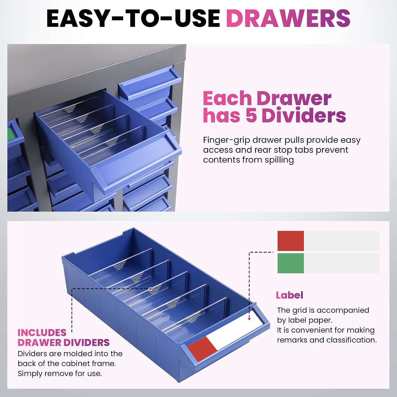 40 Drawers 21x9x25 Inch Bolt and Nut Organizer, Stainless Steel Parts Cabinet with Shelfs & Labels Bolt and Nut Tool Storage Cabinet for Workshop Tool & Hardware Storage and Organization