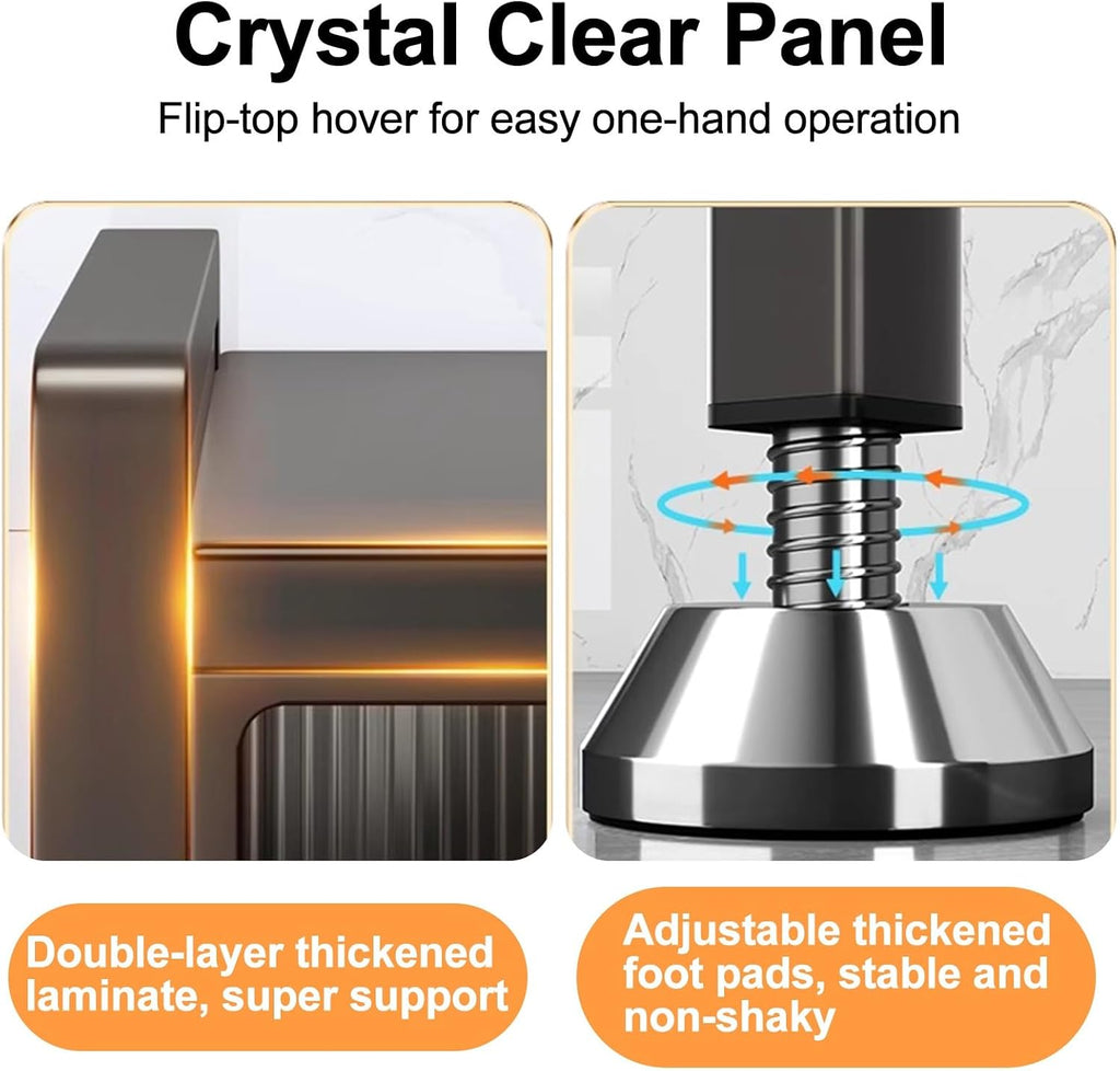 Microwave Oven Rack,Multi-Layer Kitchen Prep Table with Storage, Microwave Oven Shelf, Dust-Proof Bakers Rack, Versatile Dining Side Table, Svart 80x36x85 cm, Space-Saving Organization