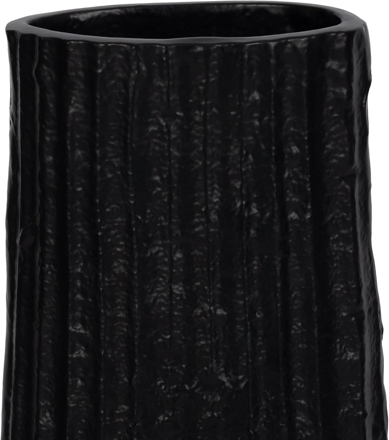 Aluminum Decorative Vase – Floor Flower Holder for Tall Arrangements, Entryway or Living Room Placement, Home Decor with Ribbed Modern Vase Design for Sculptural Impact – 48', Black