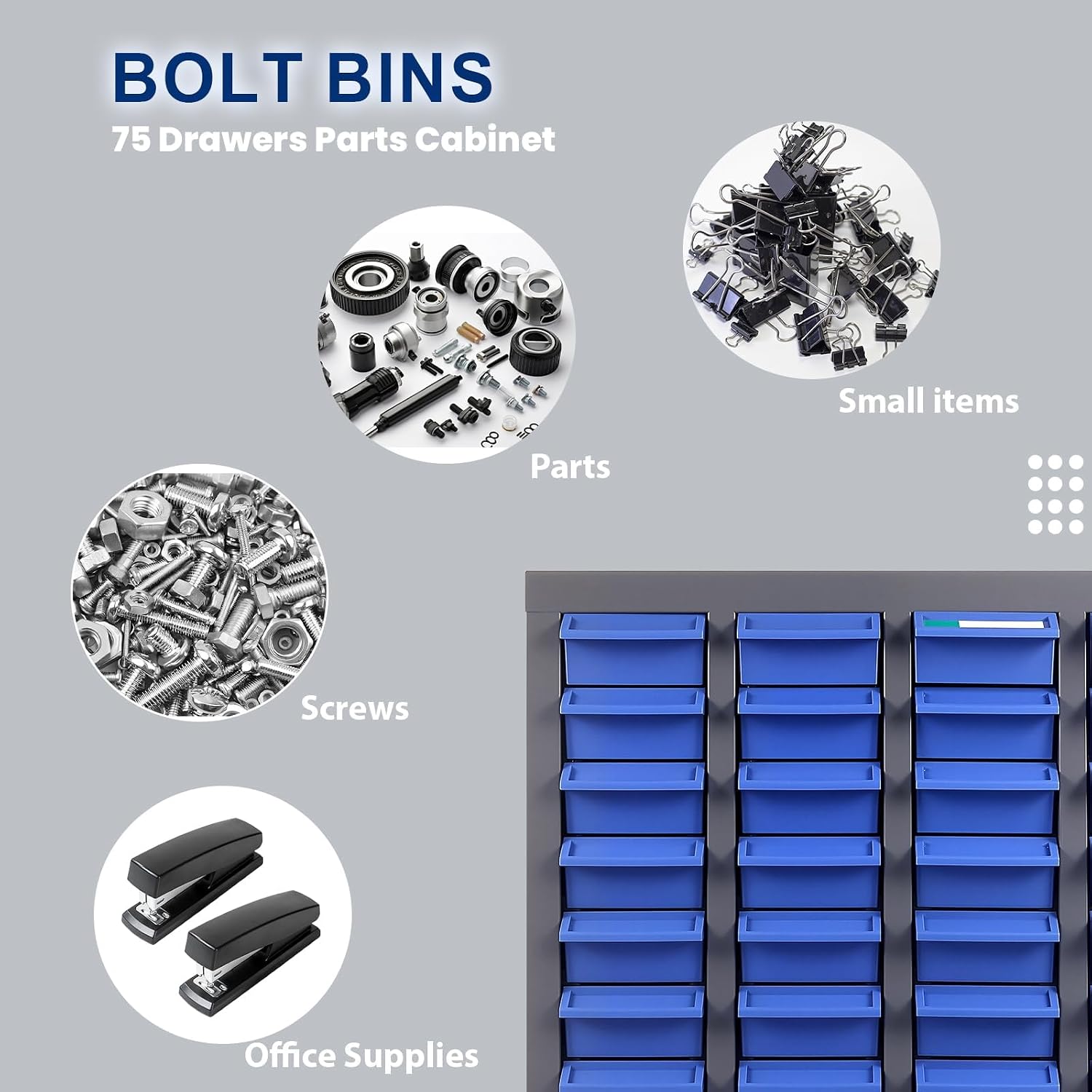 100 Drawer Small Parts Organizer Cabinet with ABS Drawers, Nuts and Bolts and Screw Organizer with Dividers, Hardware Storage with Label Slots, Metal Parts Cabinet for Garage Workshop