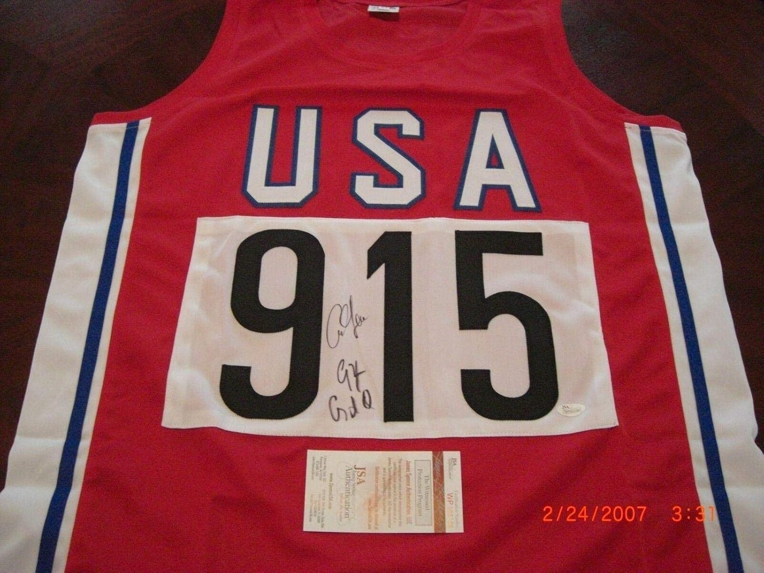 Carl Lewis United States 9x Medal Olympic Champ Jsa/coa Signed Jersey - Autographed Olympic Jerseys