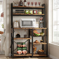 IDEALHOUSE Bakers Rack with Power Outlet, 6-Tier Coffee Bar Station with Wire Drawer, Industrial Microwave Stand, Kitchen Standing Bakers Racks with Large Storage, Hutch, Retro Brown