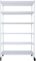 Heavy-Duty 6-Tier NSF Commercial Shelving Unit - 6000LB Capacity Adjustable Metal Storage Rack with Wheels, 84' H x 48' L x 20' D, Steel Wire Shelving for Warehouse/Garage/Restaurant (White)