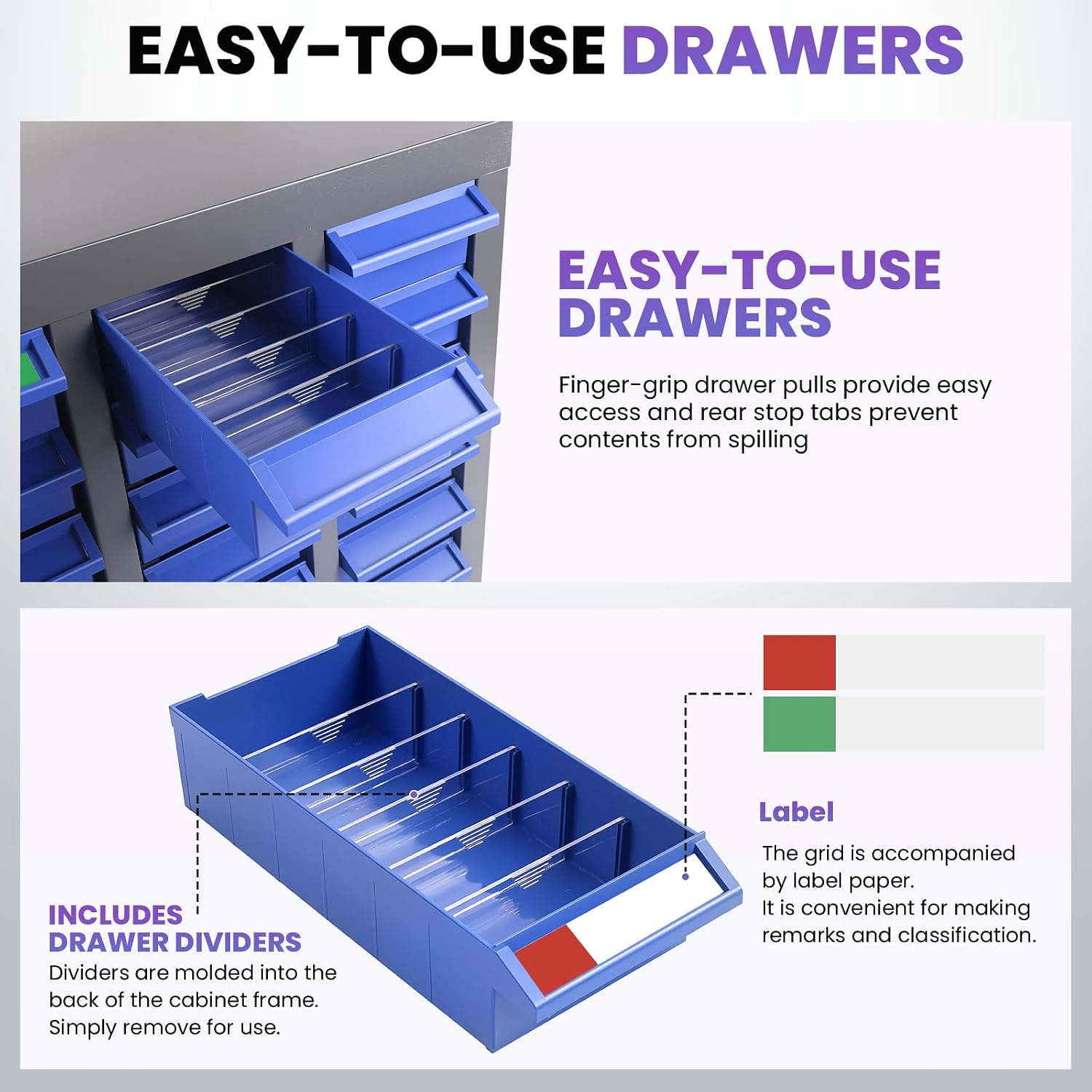 100 Drawers Stainless Steel Nut and Bolt Organizer, Parts Cabinet with Adjustable Shelves and Label Stickers, Bolt Organizer for Nuts Bolts Parts Screws Small Items (100 Drawers)