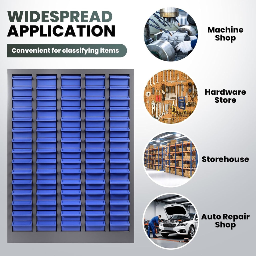 75-Drawer Nut and Bolt Organizer, Parts Cabinet No ssembly, with Labels & Adjustable Dividers, ABS Drawers, 860LBS, Alloy Steel Frame for Workshop Garage