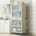 5 Tier Kitchen Bakers Rack with Flip Door Microwave Stand and Drawer White 70×170cm/27.5×67in