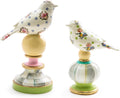 MACKENZIE-CHILDS Bird Topiaries, Decorative Bird Decor for Living Room or Bedroom Table Decor, Set of 2, Wildflowers