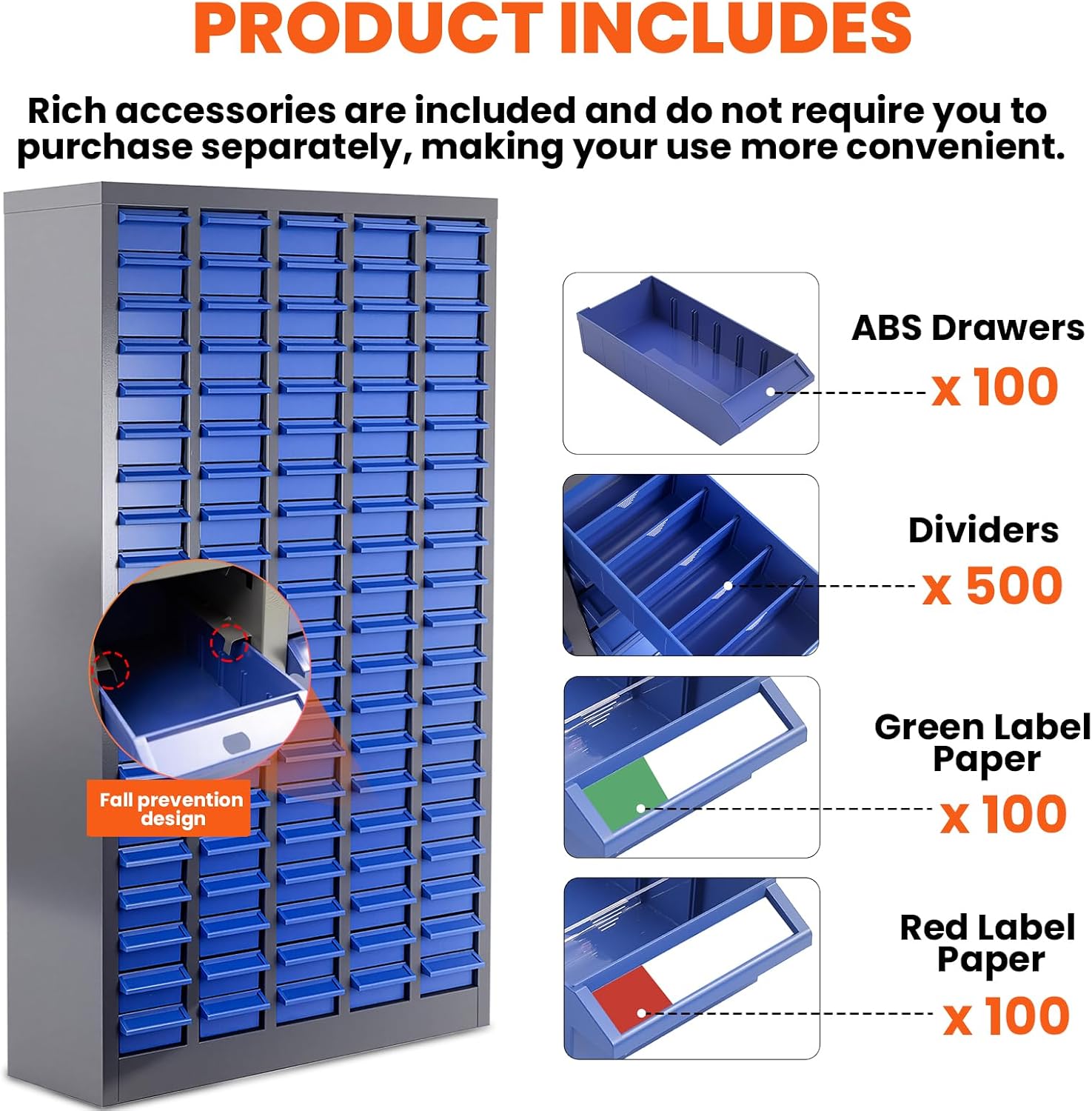100 Drawers Nut and Bolt Organizer, 26x9x46 Stainless Steel Parts Cabinet with Shelfs & Labels Bolt Organizer for Workshop Tool & Hardware Storage and Organization (100 Drawers)