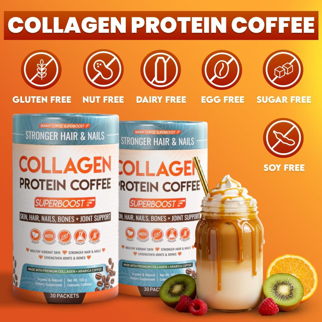 Collagen Protein Coffee Powder for Weight Loss – Supports Digestion, Bloating, Energy & Focus, Fat Burning, Joint, Skin, Hair & Nails – High-Protein for Women & Men (90 Servings)