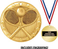 Crown Awards Tennis Medal, 2' Shiny Gold Tennis Medals for Kids with Free Custom Engraving