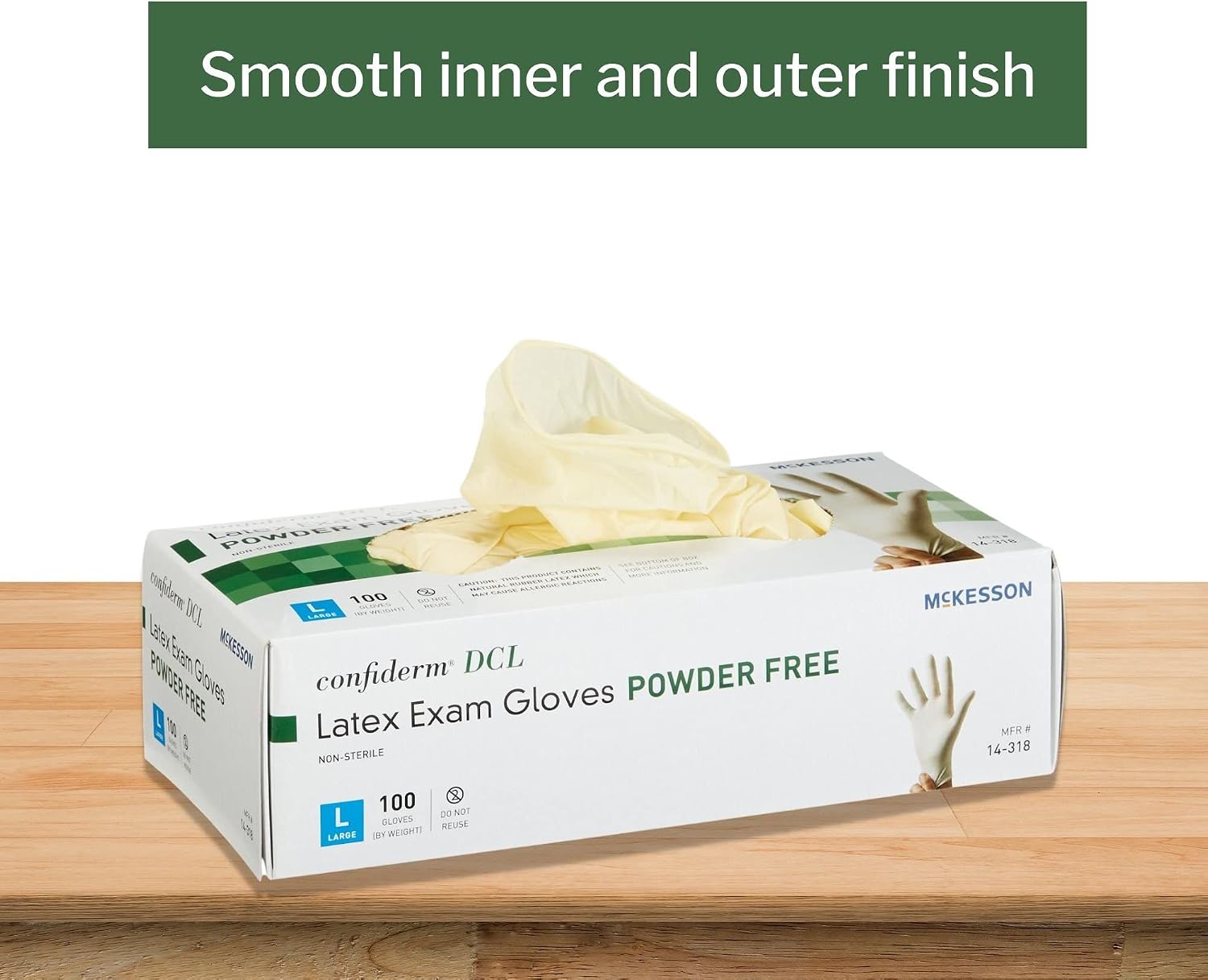 McKesson Confiderm DCL Latex Exam Gloves - Powder-Free, Ambidextrous, Non-Sterile - Ivory, Size Large, 100 Count, 10 Boxes, 1000 Total