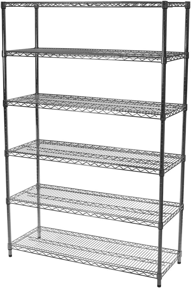 SI Shelving Inc.12 d x 48' w x 84' h Chrome Wire Shelving with 6 Tier Shelves, Weight Capacity 800lbs Per Shelf