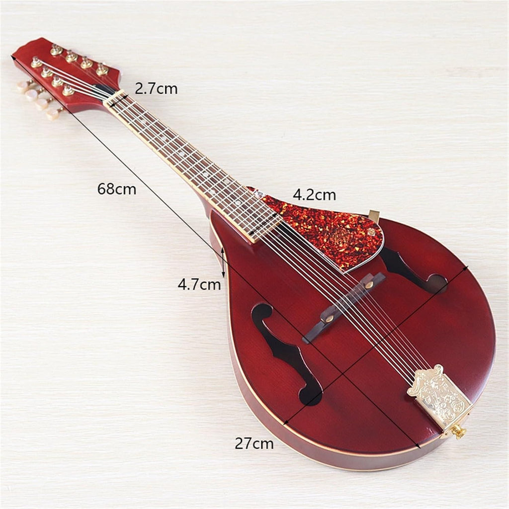 26 Inch Brown Red Mandolin Guitar Instrument Eight Strings Beginner Mandolin String Instrument