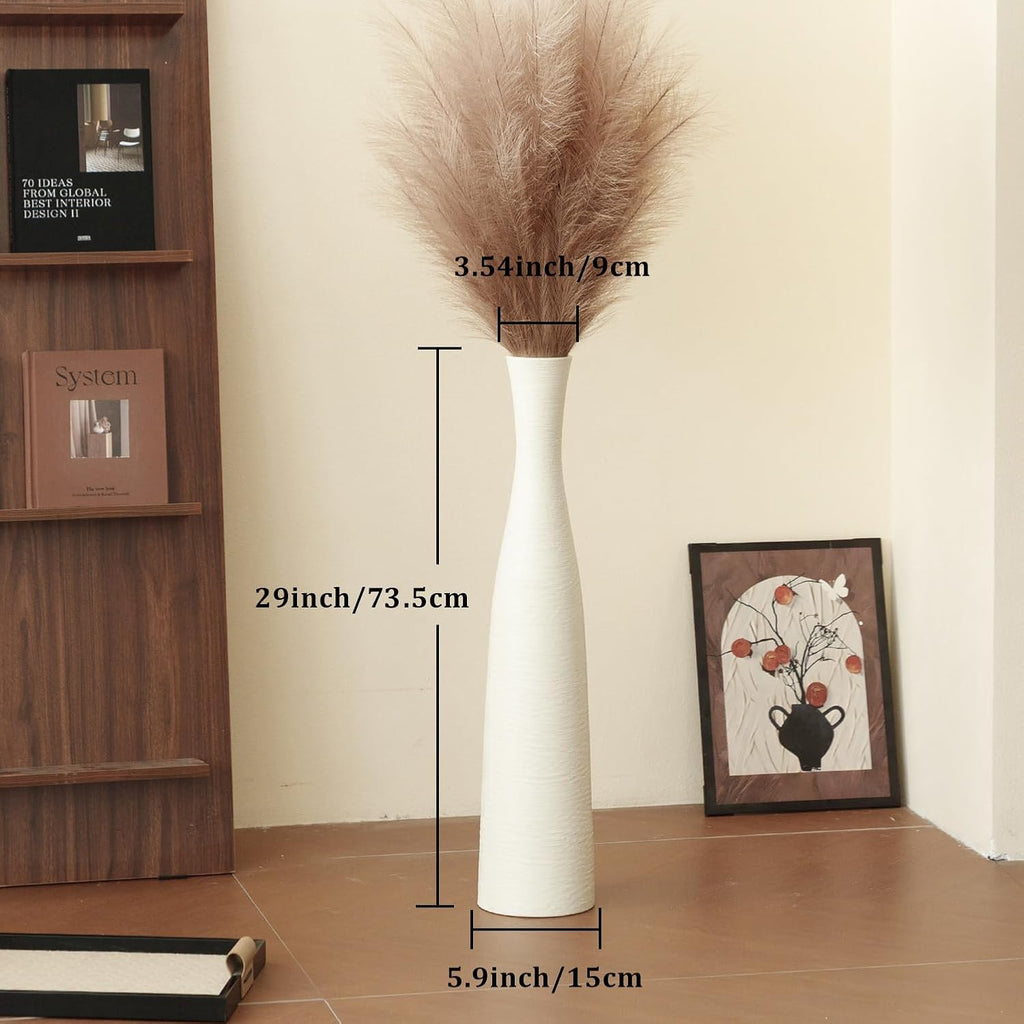 Ceramic Tall Floor Vase, 29' Tall Terracotta Large Decorative Vases for Rustic Modern Boho Home Decor, Living Room Decoration, Big Standing Vase for Pampas Grass, Flowers, Dried Flowers